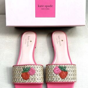 Kate Spade Pink Slides with Embroidered Design